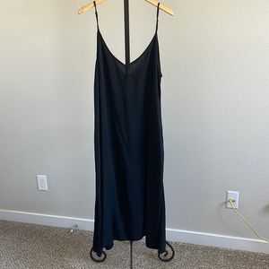 Plus Size Womens Black Linen Dress V Neck